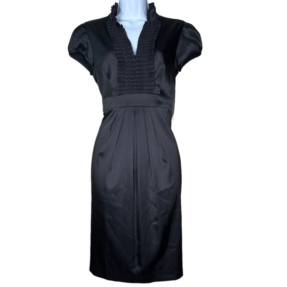 Signature London Style Dresses & Skirts - Signature London Style Black Cocktail Short Sleeve Dress Ruffled Collar Size 6